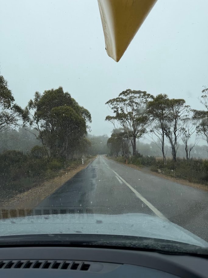 Driving past Derwent Bridge in the Snow